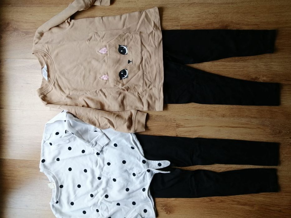 Zestaw spodnie getry bluzy tunika hm 110/116 sarenka kropki