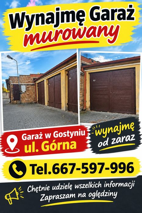 Wynajme Garaż w Gostyniu ul.Górna nr 117