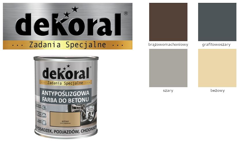 DEKORAL Antypoślizgowa do Betonu AKRYLIT B 5l Grafitowo-Szary