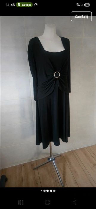 Sukienka s l fashion czarna klamra cekiny xl