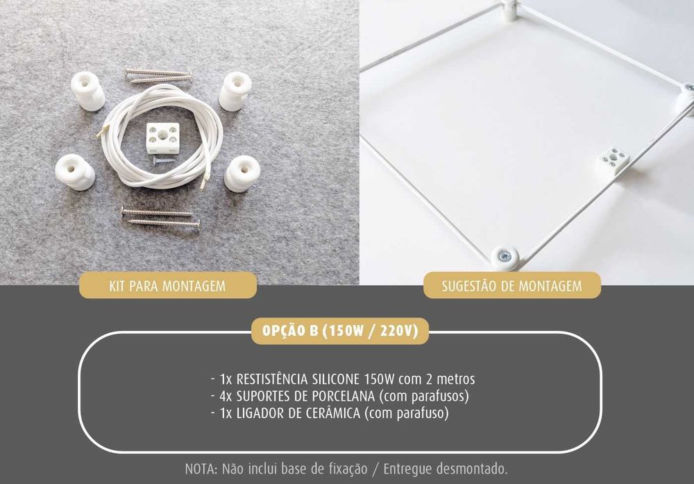 KIT #011 Resistência Silicone + Suportes + Ligador (75W / 150W)