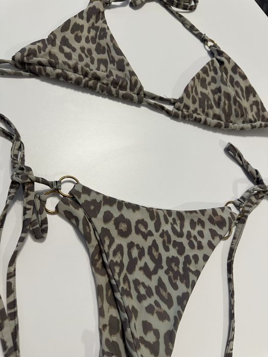 Stroj kapielowy w panterke wiazane bikini geoard cetkj wakacje kot