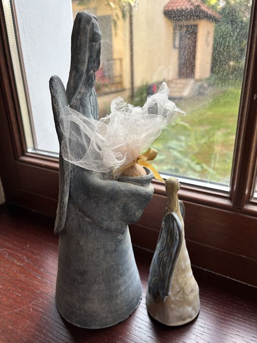 Anioły ceramiczne blekitne 2 sztuki