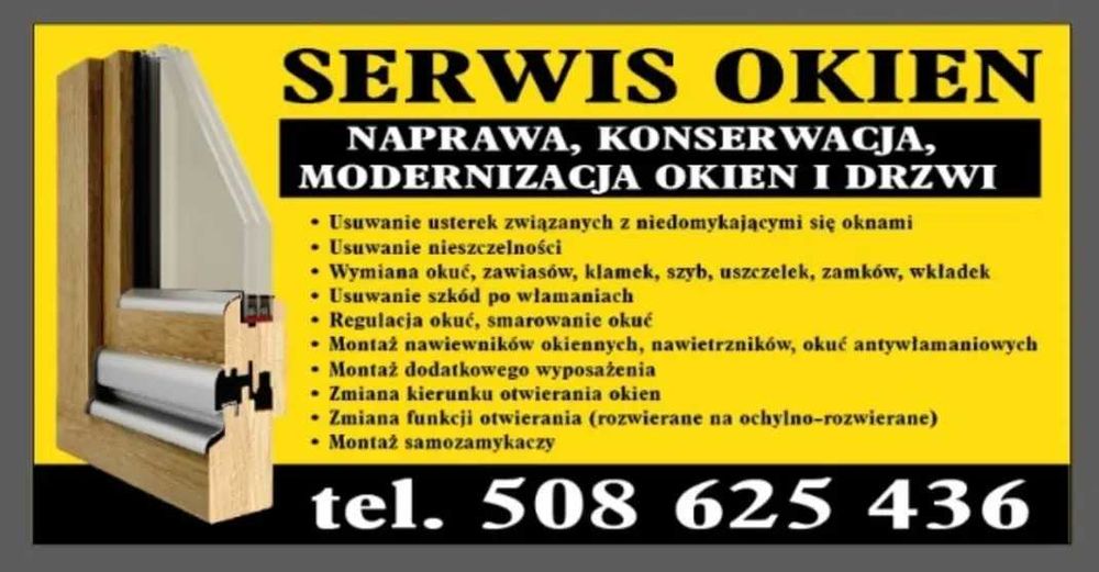 Serwis Naprawa Regulacja Okien i Drzwi Kraków Okolice PCV ALU DREW.