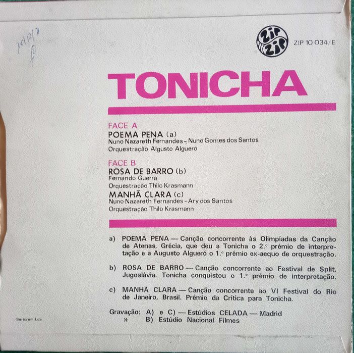 Tonicha	- - - - -	Poema Pena	- - - - -	EP