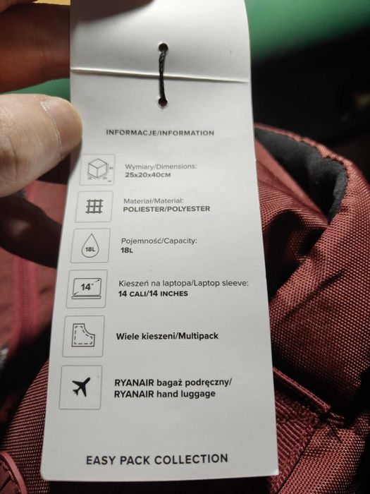 Wielofunkcyjny plecak puccini x amd x actina RYANAIR WIZZ AIR NOWY