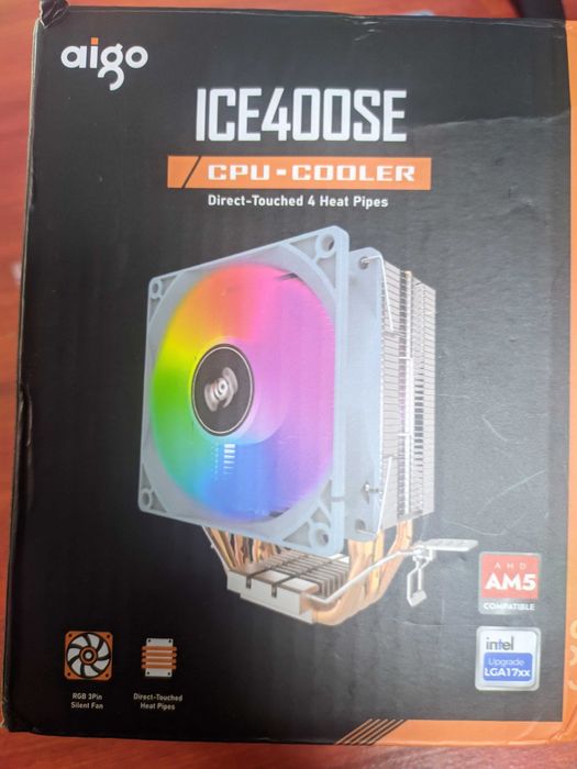 Баштовий кулер Aigo ICE400SE RGB | 4 теплові трубки | Intel & AMD