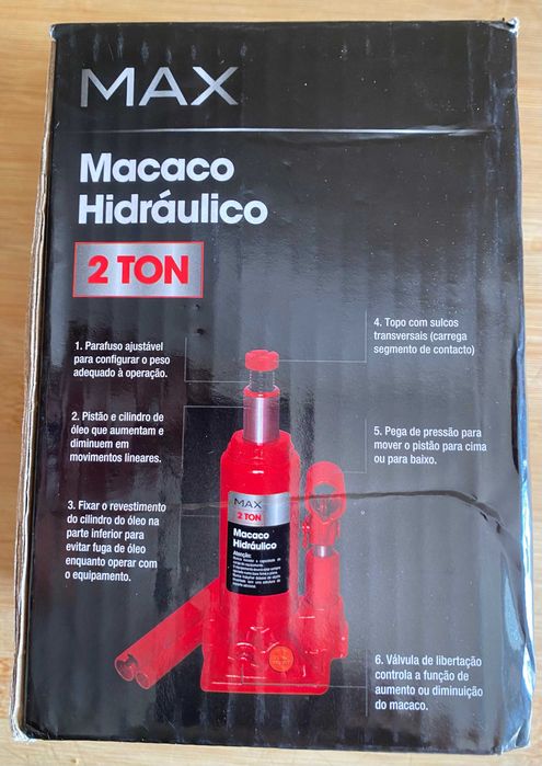 Macaco hidráulico de duas toneladas da marca MAX (Preço reduzido!)
