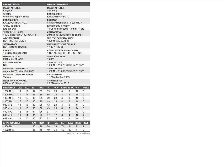 16GB DDR4 HyperX Fury 3200 CL16 (HX432C16FB4/16)
