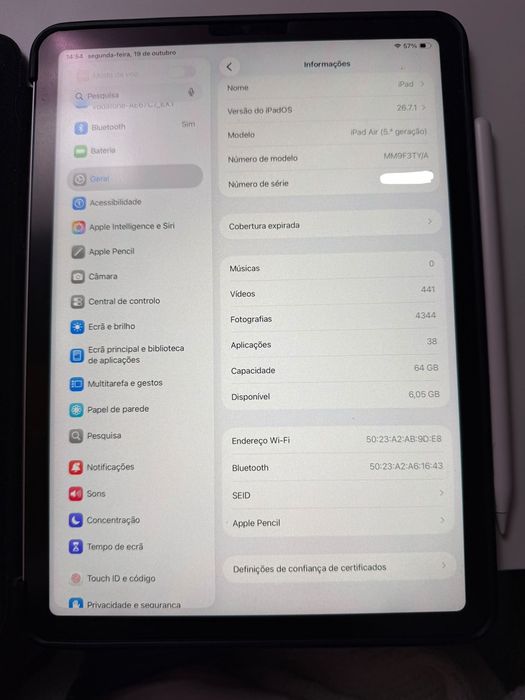 iPad Air 5 M1 64GB Prata – Como Novo + Apple Pencil 2 + Capa + Paperlike