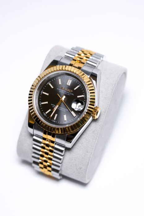 Zegarek Custom Mod Datejust Black Gold Jubilee Seiko Mod