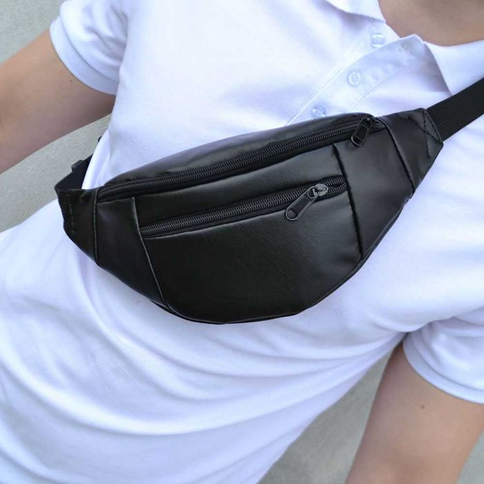 Бананка з якісної еко-шкіри, сумка через плече чоловіча жіноча на пояс