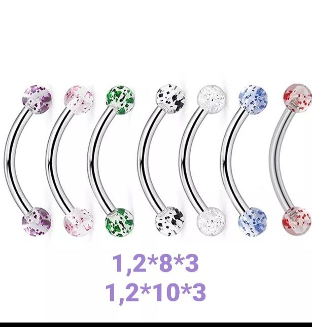 Пірсинг сережка в брови мікро банан штанга брідж смайл брів