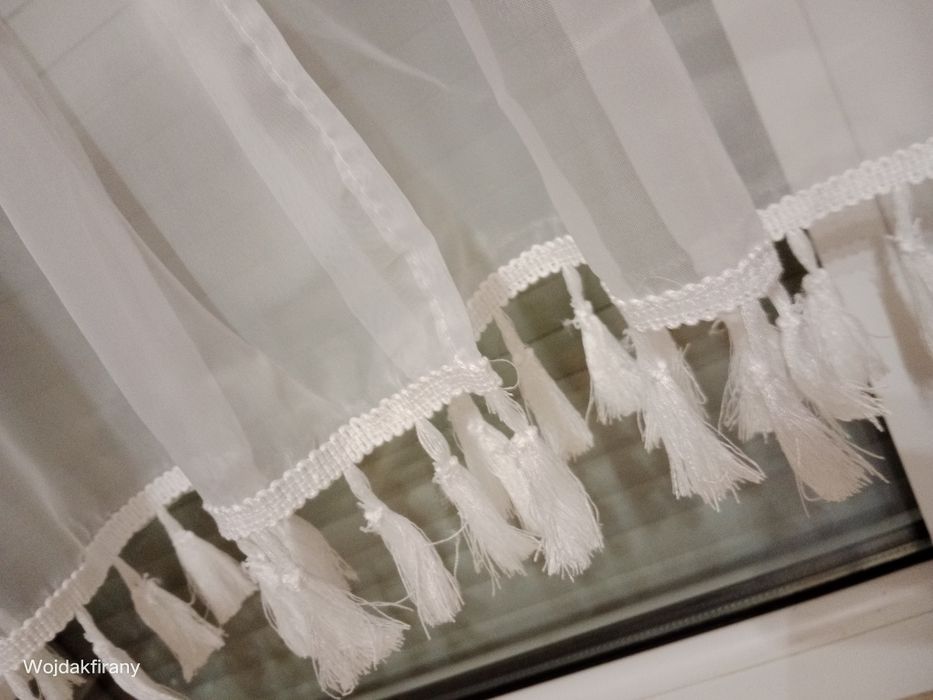Firanka z zazdrostką woalowe Boho frędzle