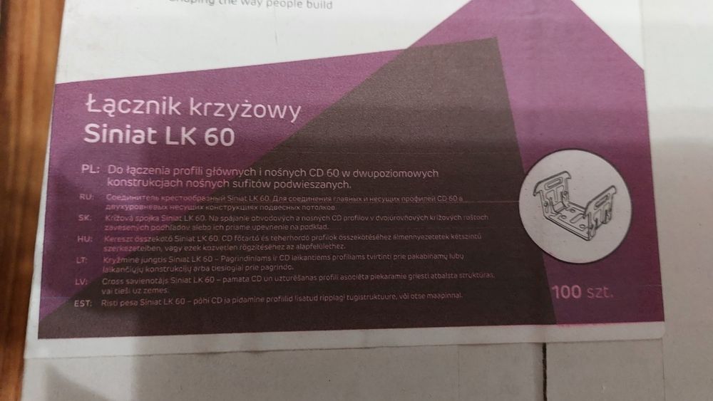 Łącznik krzyżowy do profila CD 60 SINIAT 100 szt