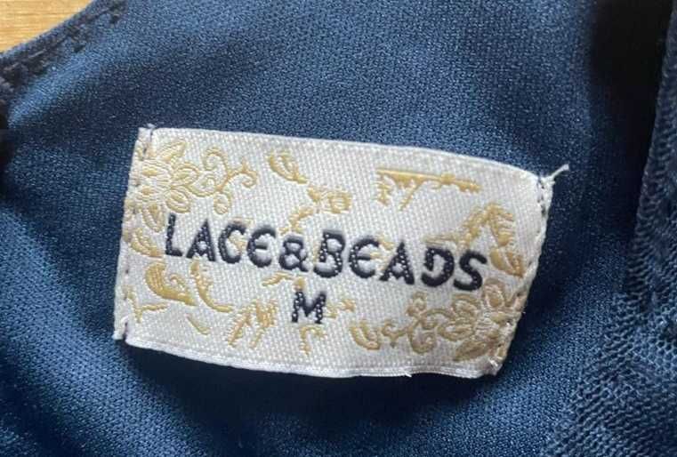 Sukienka granatowa koktajlowa na wesele Lace & Beads M