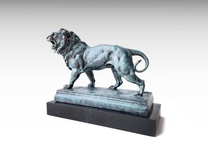 Escultura de bronze - Leão que ruge