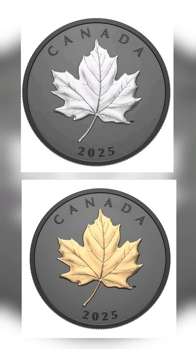 Монети сахарний  кленовий лист Канади 2025 - 2 штуки