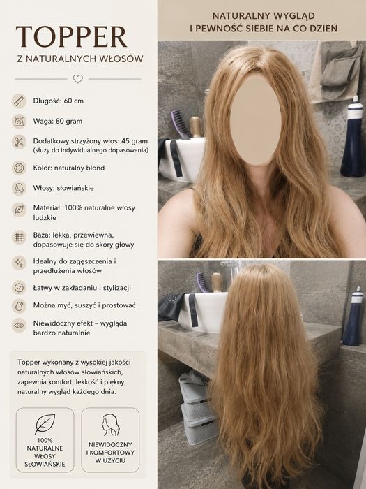 Topper z naturalnych wlosow