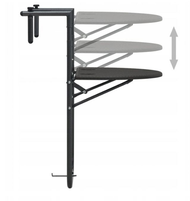 Wiszący stolik balkonowy, brązowy, 60x64x83,5, plastikowy