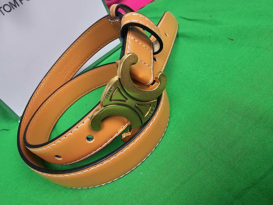 Pasek klamra Celine Paris nowość brazowy Premium