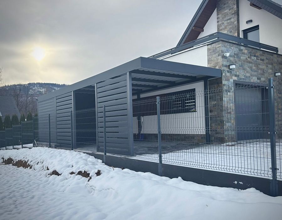 Nowoczesna wiata garażowa, carport