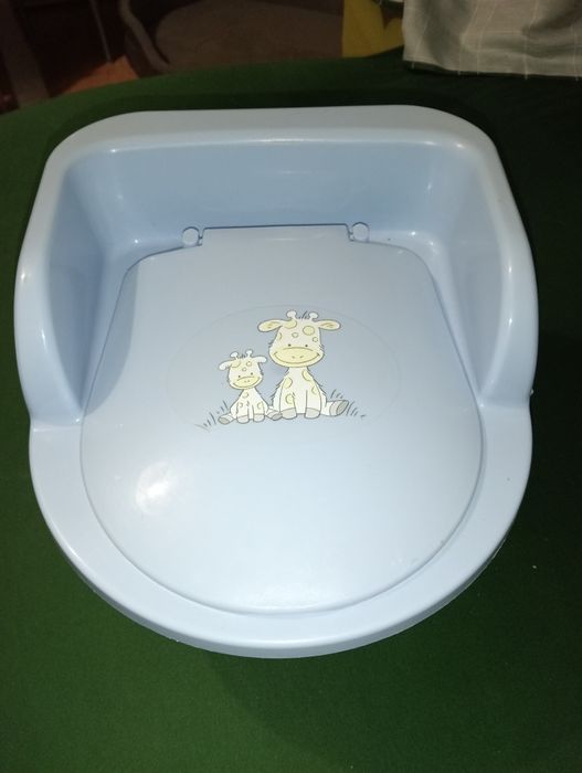 Nocnik niebieski z klapą i wyjmowanym pojemnikiem jak wc prawdziwe