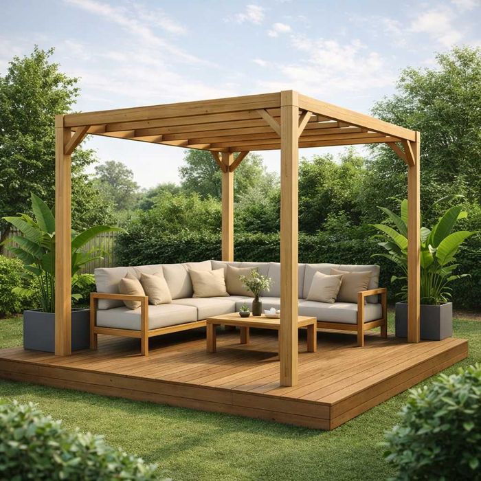 Pérgola de madeira 3x3 jardim / piscina – desde 990€