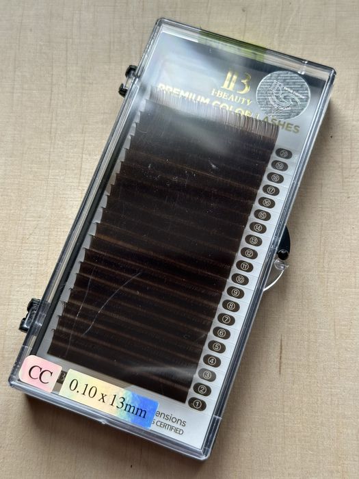 Вії для нарощування Premium Color i-Beauty коричневі CC 0.10