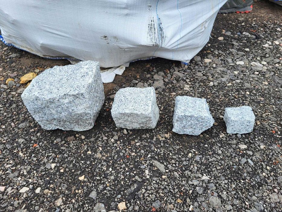 Kostka granitowa szara surowa łupana bruk granit obrzeże 4/6, 7/9 9/11