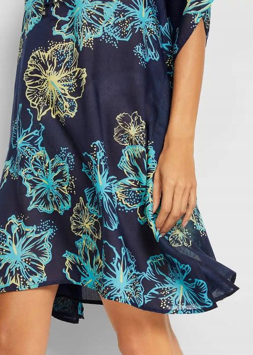 B.P.C sukienka plażowa tunika jasnoniebieska w kolorowe kwiaty ^44/46