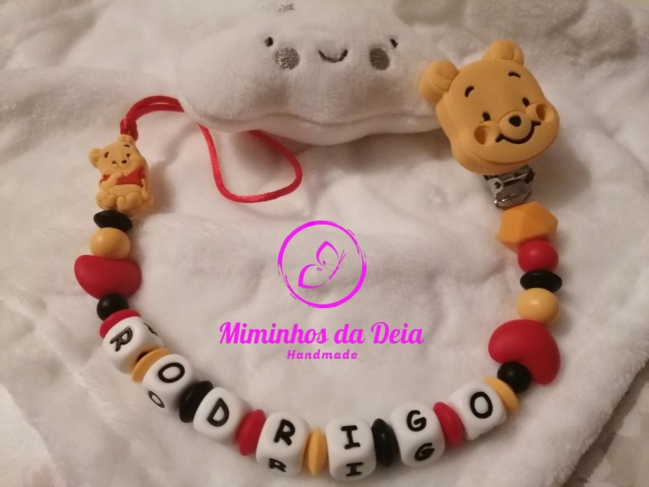 Prende-chucha, mordedores personalizados em silicone alimentar