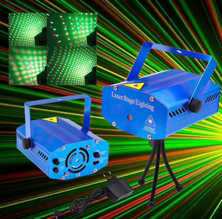 Лазерний диско проектор стробоскоп Mini Laser Stage Lighting, светомуз
