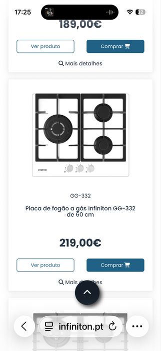 Placa de gas infiniton
