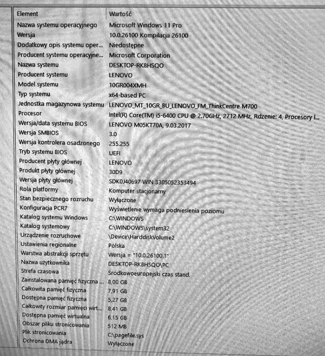 Komputer Lenovo ThinkCentre M700