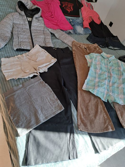 Mega paka ubrań dla nastolatki r. S spodnie, spodenki, kurtka, mix