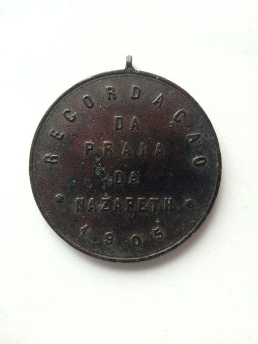 Medalha Cobre 1905 Rara "Recordação da Praia da Nazareth"