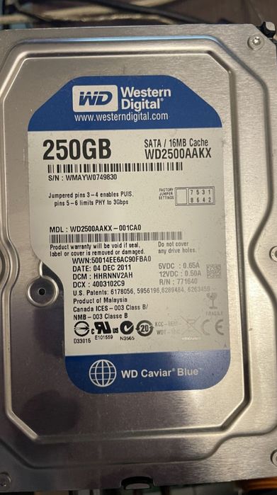 HDD Western Digital Caviar Blue 250GB SATA 3.5" (WD2500AAKX)