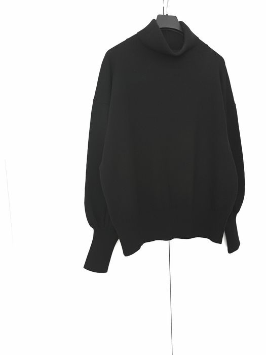 Massimo Dutti wełniany golf oversize czarny sweter z golfem wełna wiskoza kaszmir