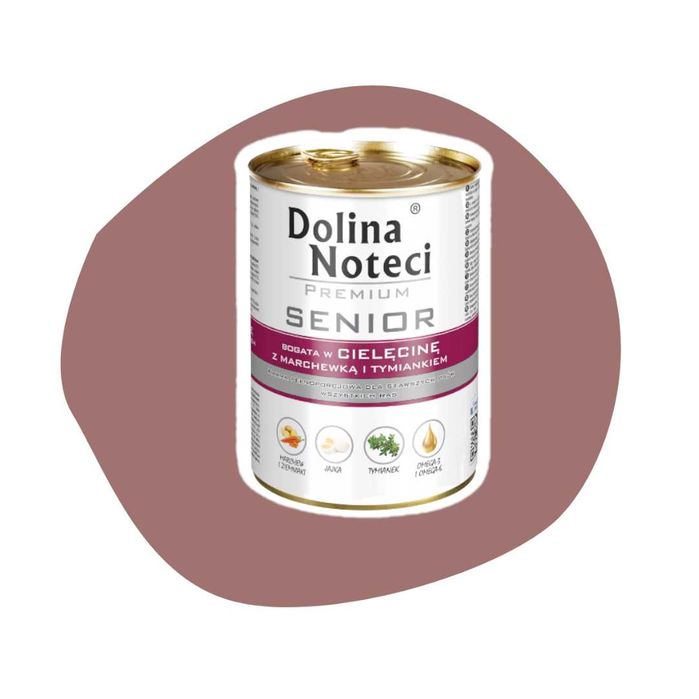 Dolina Noteci Premium Senior Bogata w cielęcinę marchew tymiane 6x400g Cielęcina dla starszych psów wszystkich ras
