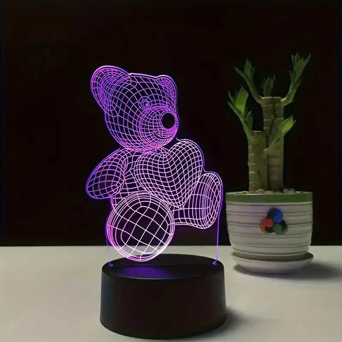 Lampka 3D LED Miś z sercem 16 kolorów + pilot - wysyłka z Polski