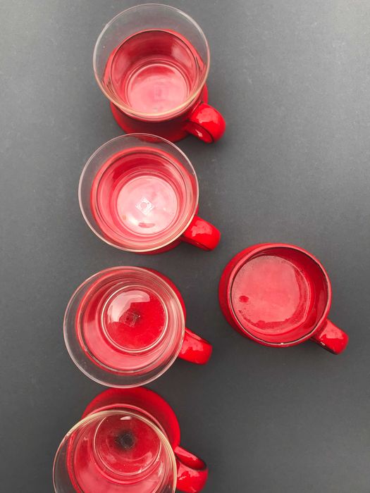 4 filiżanki ,  porcelit , Melitta , Jena Glass , Schott , lata 70-te