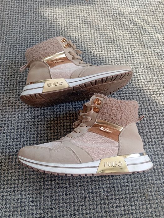 Złoto beżowe buty sneakersy na koturnie fashion r 41