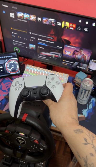 Kit Setup Gamer PS5 + Simulador de Corrida + tablet + kit som + acessorios