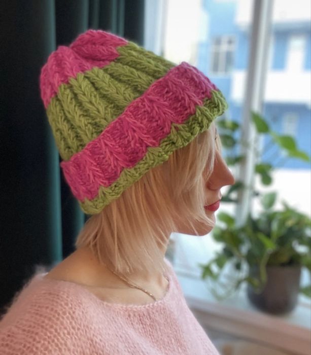 Chunky czapka beanie recznie robiona 100% wełna