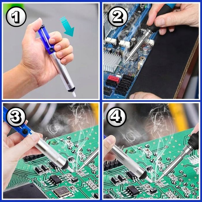 Duży Zestaw Lutowniczy Lutownica Precyzyjna 15 Elementów Organizer Etu