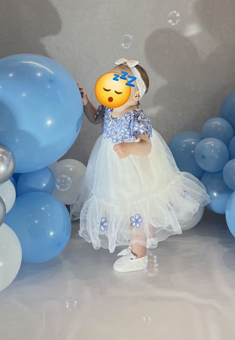 Дитяча сукня біла/блакитна, 80 розмір/1 рік