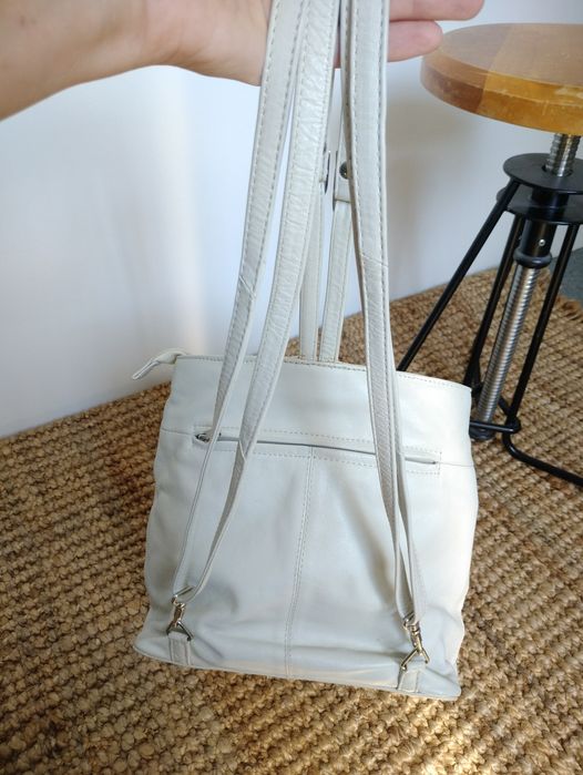 Кожа ручная работа рюкзак кожанный белый молочный женский шкіряний