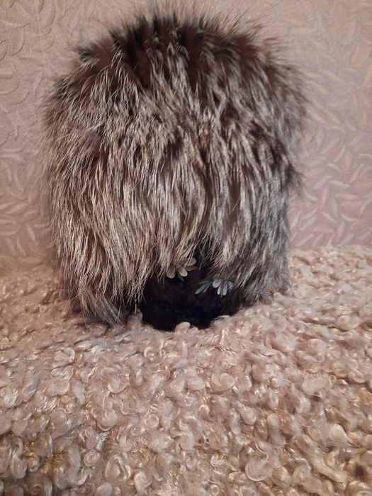 Шапка-кубанка из набивного меха чернобурки  55-60 р -300 гр