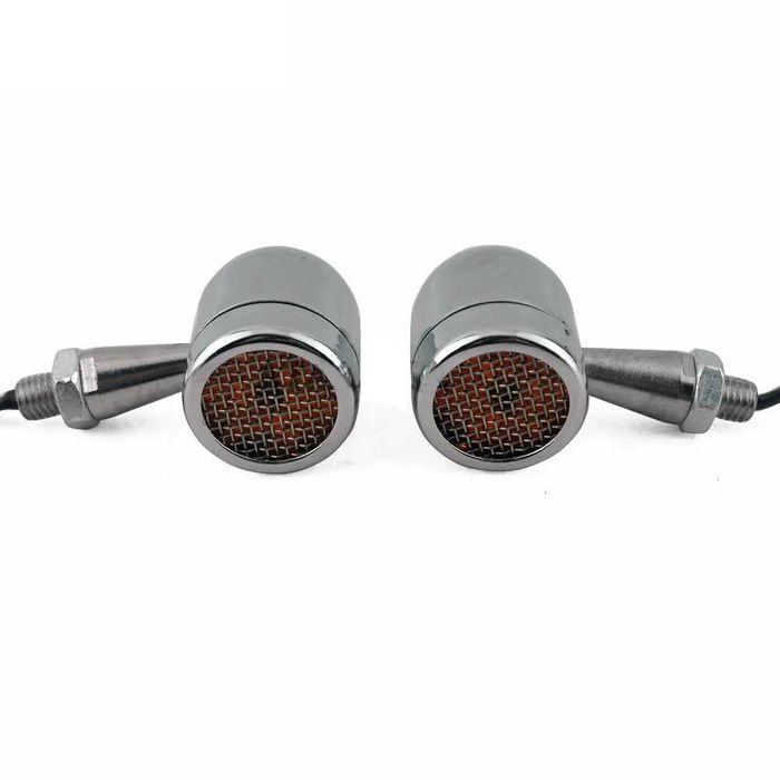 Par de mini piscas LED bala 12V para moto — âmbar universal